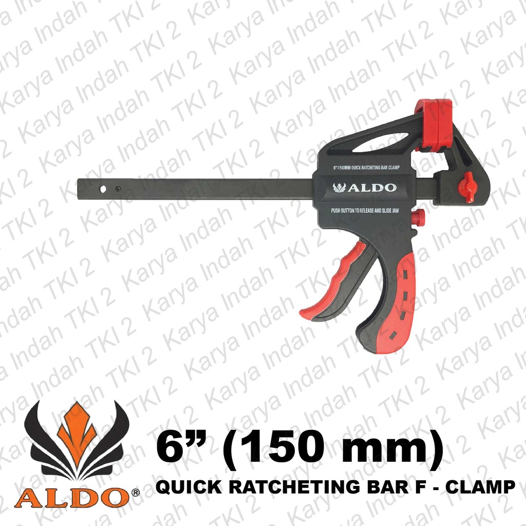 Clamp F Ratchet 6" ALDO Catok F 150 mm Tipe Quick Release KAYU 15 CM