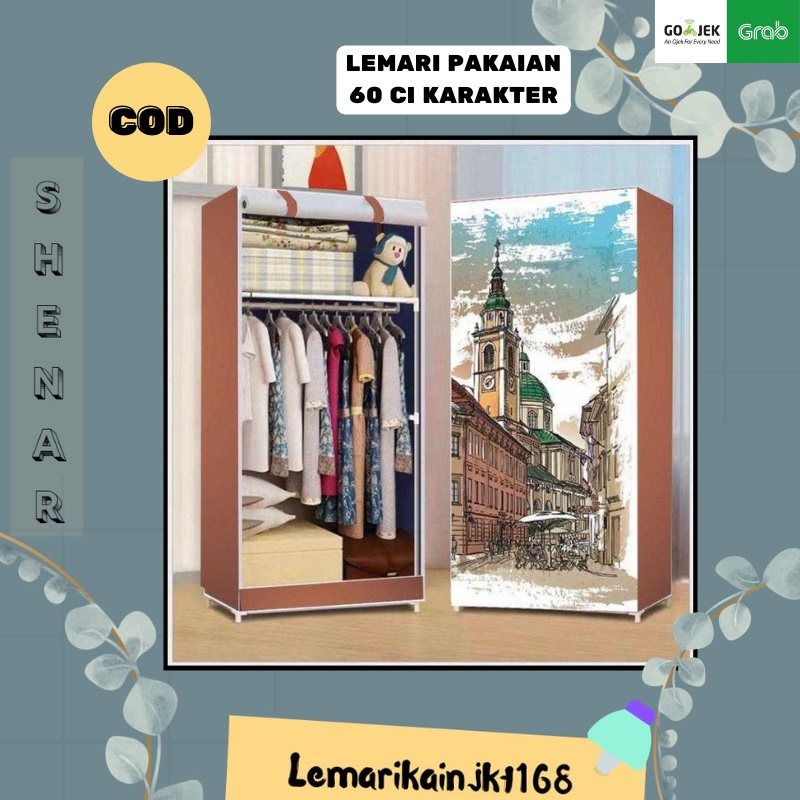 SHENAR COD (1550GR) Lemari Pakaian 60 CI / Lemari Baju/ Lemari Portable|lemari bongkar pasang|lemari karakter|lemari motif|lemari serbaguna| lemari Kartun murah