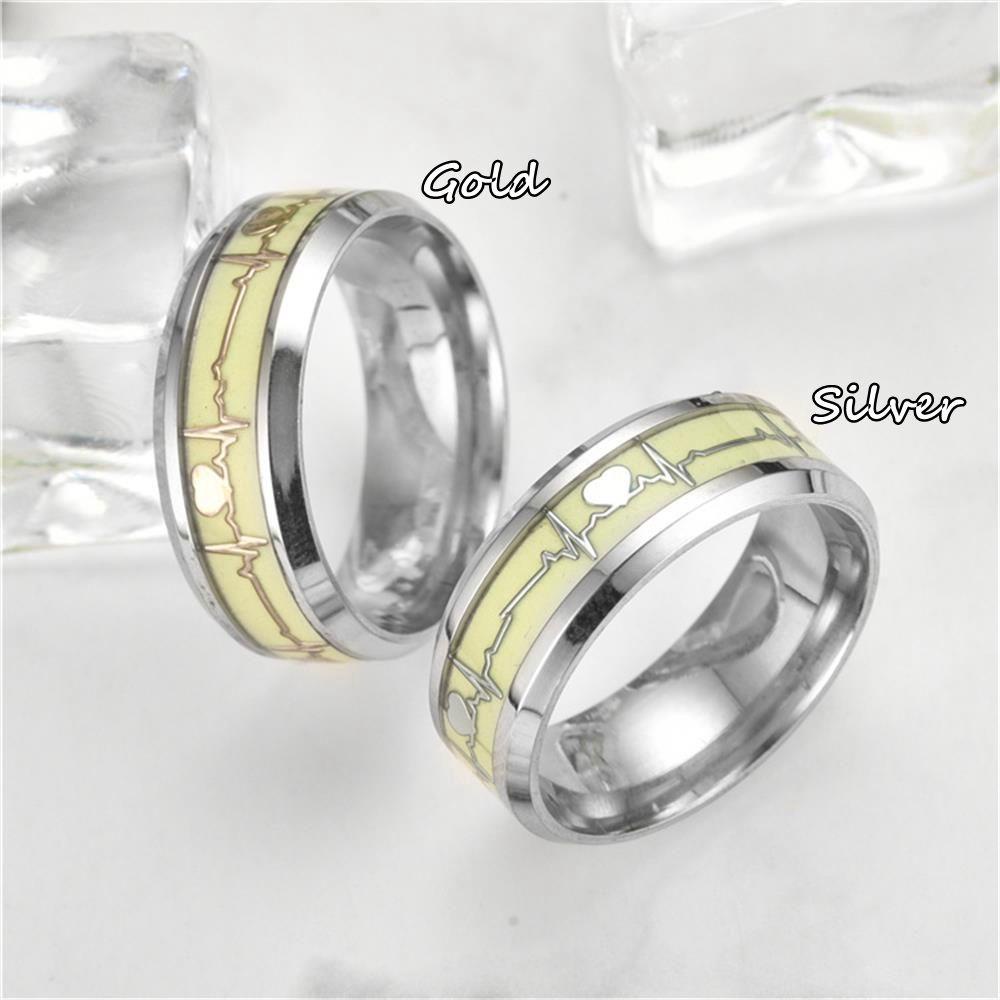 Nanas Gelap Bercahaya Cincin Warna Emas Stainless Steel Hadiah Hari Valentine Cincin Bercahaya