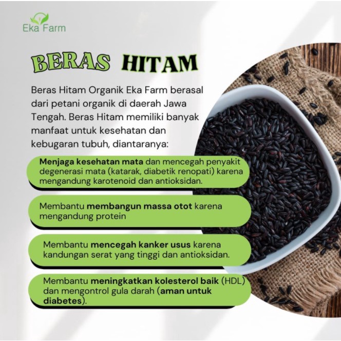 Eka Farm Beras Hitam 1kg - Beras Organik Antioksidan