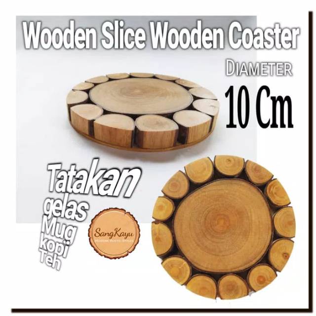 Wooden Slice Wooden Coaster 10 Cm Tatakan cangkir kopi teh dari kayu