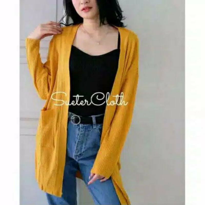 Cardigan Rajut Belle Baju Rajut Saku Oversize Kardigan Termurah