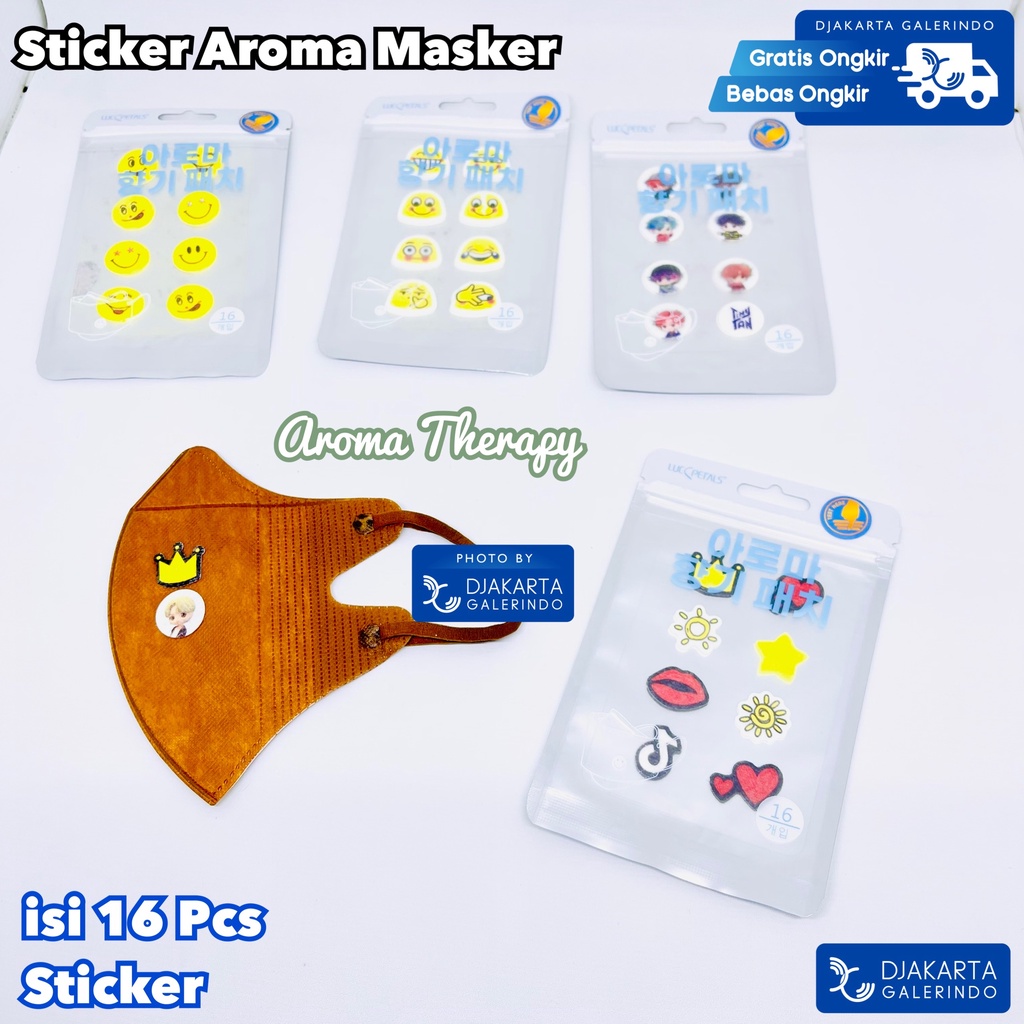 Stiker Aroma Masker / Sticker Masker / Masker Patch / Aromaterapi Pengharum Masker isi 16Pcs