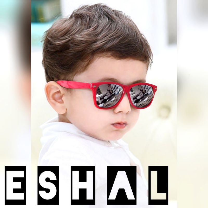 Kacamata Hitam Anak Gaya Fashion Anti UV / KACAMATA ANAK COWOK CEWEK-Merah Silver