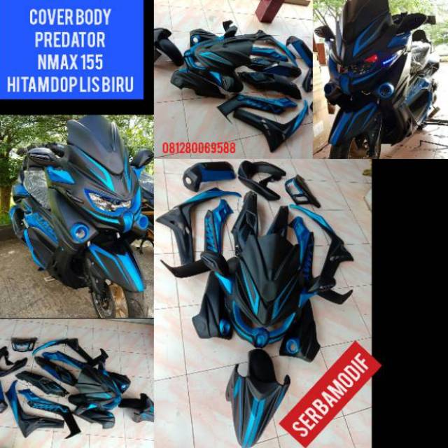 fullbody predator yamaha nmax hitam dop corak biru