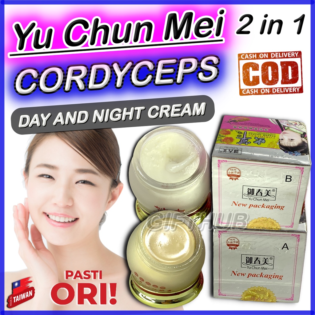 Yu Chun Mei Cordyseps Krim Herbal Siang Malam Facial Day and Night Cream Original Import - Paket 2in