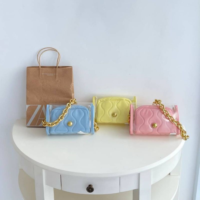 PROMO SALE Tas Zara selempang bahu pastel pink biru kuning