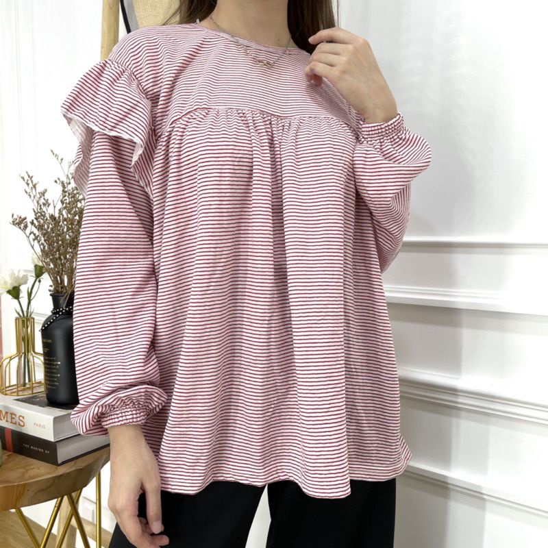 Mona Ruffle Stripe Blouse