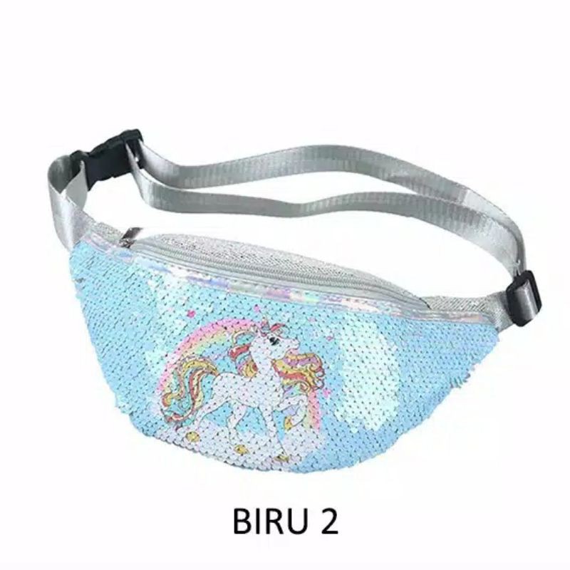 WISTBAG UNICORN IMPORT/TAS SELEMPANG ANAK/WAISTBAG ANAK CEWE/TAS UNICORN SEQUIN IMPORT/TAS SELEMPANG