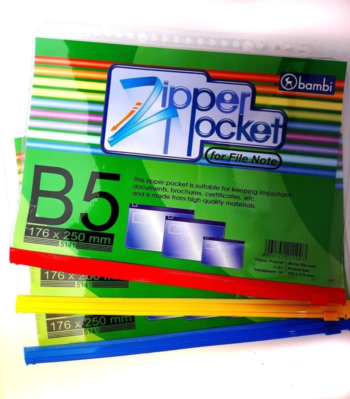 

Bambi Zipper Pocket B5 Kantong Binder