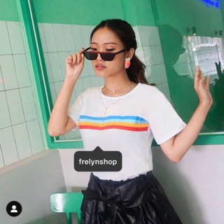 GARIS PELANGI RAINBOW  PUTIH WHITE BAJU  KAOS  TSHIRT 