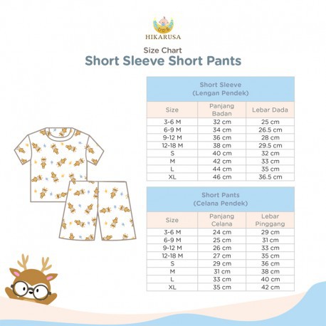 HIKARUSA SHORT SLEEVE SHORT PANTS Baju Tidur Bayi Anak TENCEL Set SETELAN PENDEK Pajamas Piyama Baby