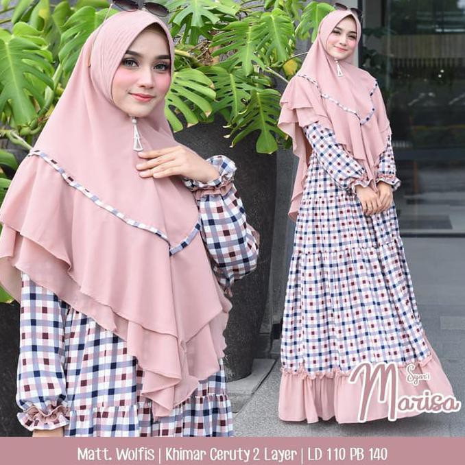 Baju Wanita Muslim Gamis Syari Pesta Maxi Dres Marisa Premium Terbaru