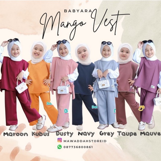 Mango Vest by Babyara Setelan Vest + Celana anak, TANPA HIJAB