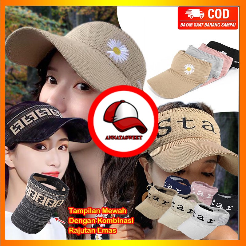 Topi Senam Wanita Import Bahan Rajut Style Korea Topi Golf Wanita Import Topi Senam Summer Zumba