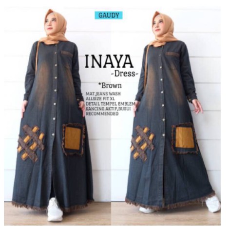 INAYA maxy dress || serina-maxi-gamis aplikasi emblem