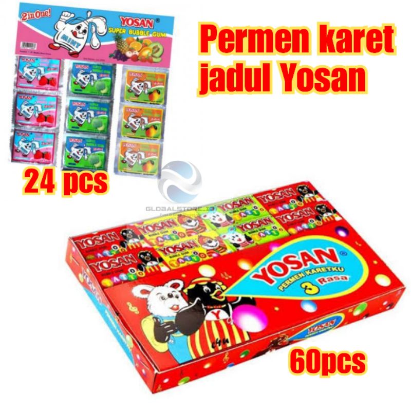 Permen karet jadul Yosan isi 24 pcs /60pcs