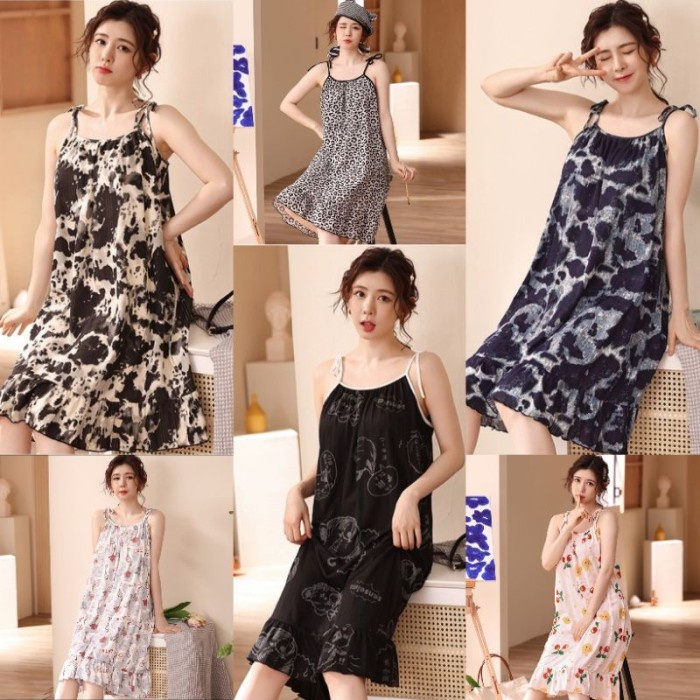 BAJU DASTER KOREA KEKINIAN TALI TANKTOP TANGTOP PIYAMA BAJU TIDUR WANITA DEWASA RENDA IMPORT TANPA L