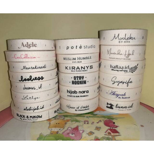 Label Baju Hijab Masker Custom Nama Kain Katun Sablon Shopee Indonesia