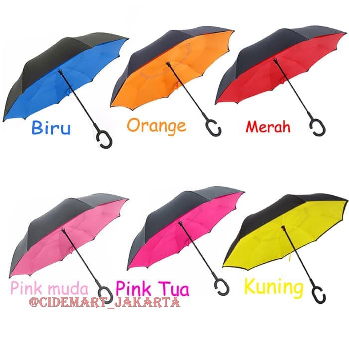 PAYUNG TERBALIK / REVERSE UMBRELLA GAGANG C KAZBRELLA 2ND GEN PINK