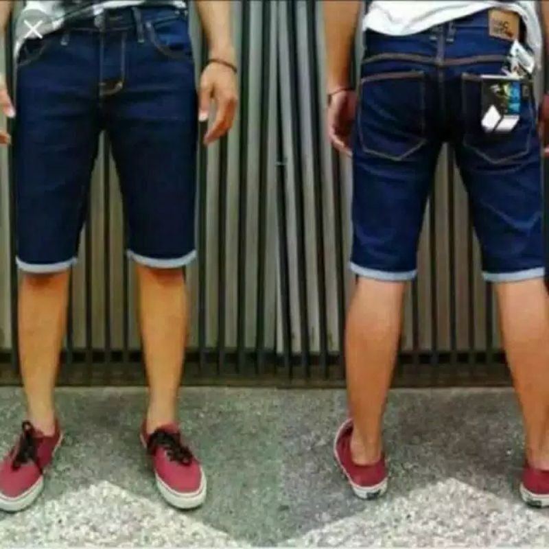 Celana jeans Pendek lipat slimfit jeans pendek PriaTermurah