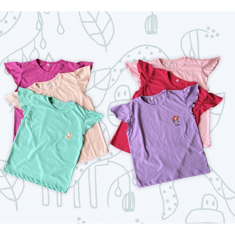 (COD) Kaos Anak Perempuan Murah 2 4 6 8 10 Tahun / Baju Anak Kaos Ruffle Tee Anak Cewek Callysta