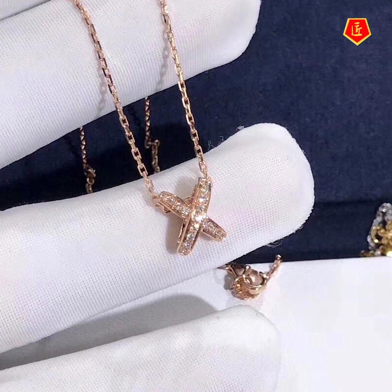 [Ready Stock]Elegant Cross Necklace Female 18K Color Gold