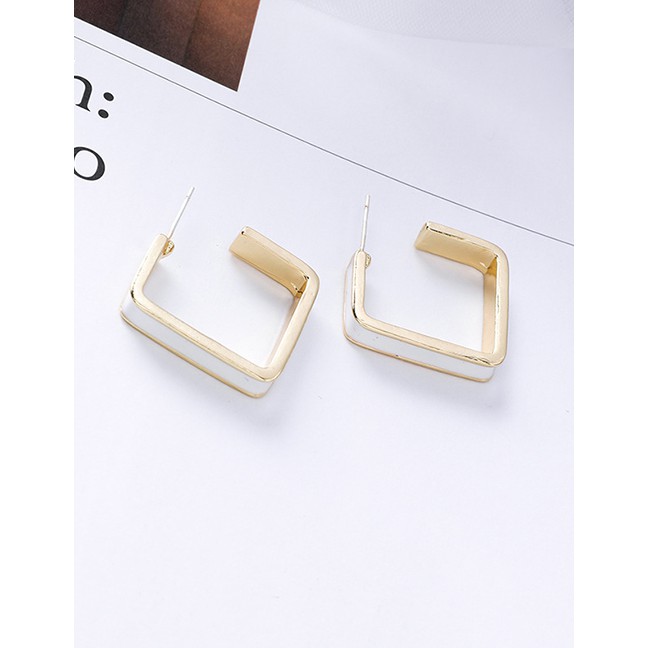 LRC Anting Tusuk Fashion A Red Dripping Oil Missing Square Earrings D71112