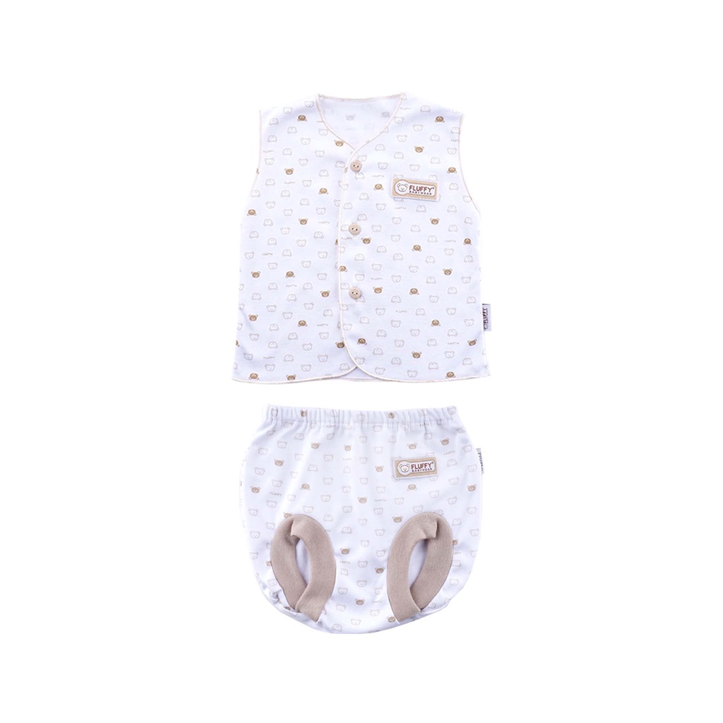 Fluffy Setelan Baju Kutung Celana Pop Khaki Series - Fluffy Baju Bayi SNI