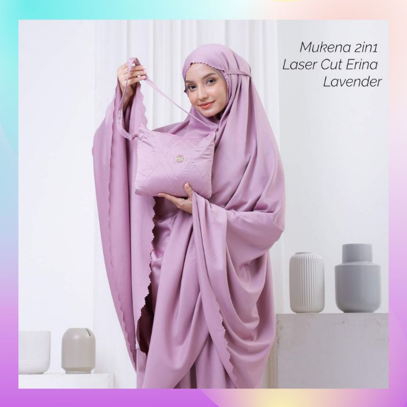 Mukena Dewasa 2in 1 satin silk premium / mukenah travelling terbaru adem ERINA