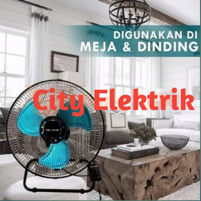 Kipas Angin Besi Tornado Welhome WH-1261M 2in1 Wall fan dan Desk fan