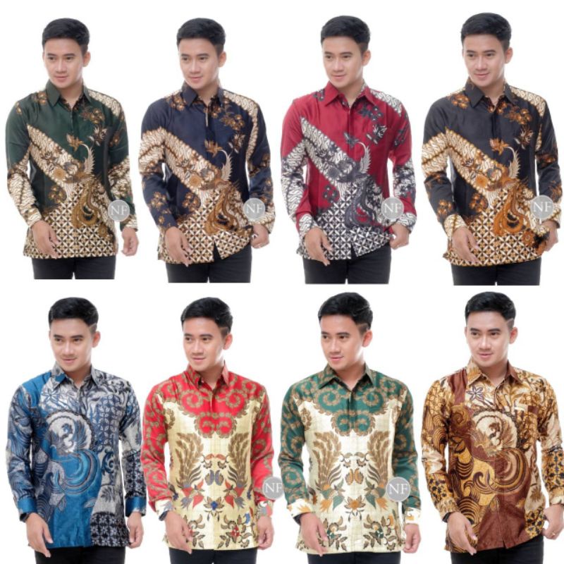 KEMEJA BATIK PRIA LENGAN PANJANG SEMI SUTRA SILKY PREMIUM BERFURING FASHION PRIA M L XL XXL JATUH MM