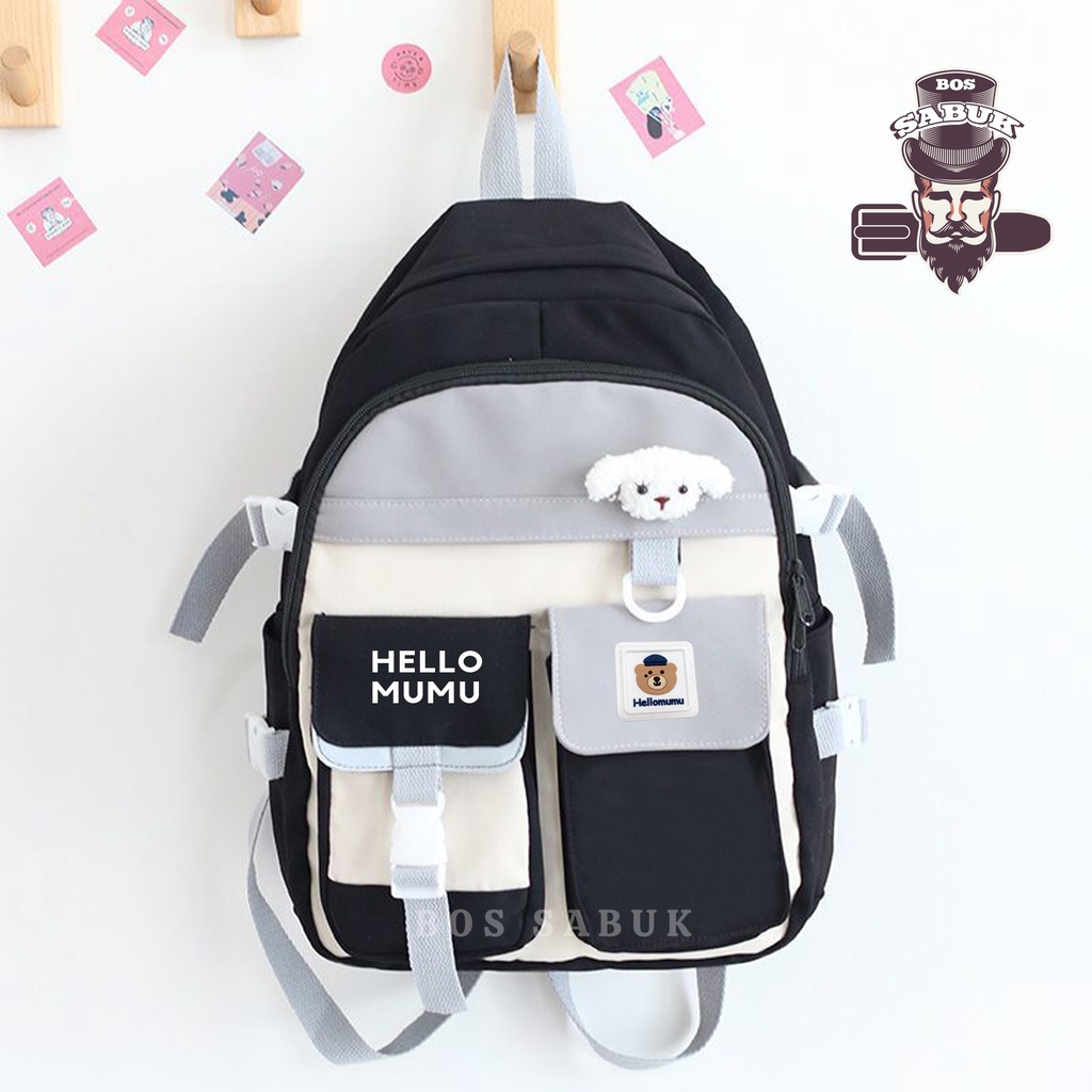 Tas Sekolah Korean Style Tas Ransel Wanita Backpack Korea Fashion Tas Wanita  -BS184-Hitam