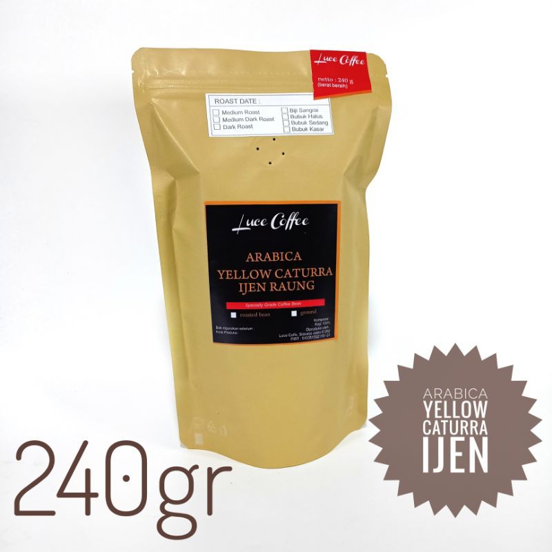 

Kopi Arabica Yellow Caturra Ijen Raung 240gr - Biji atau Bubuk