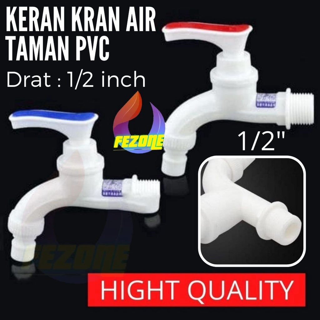 Keran Kran Air Taman PVC Plastik 1/2 Inch Drat FEZONE