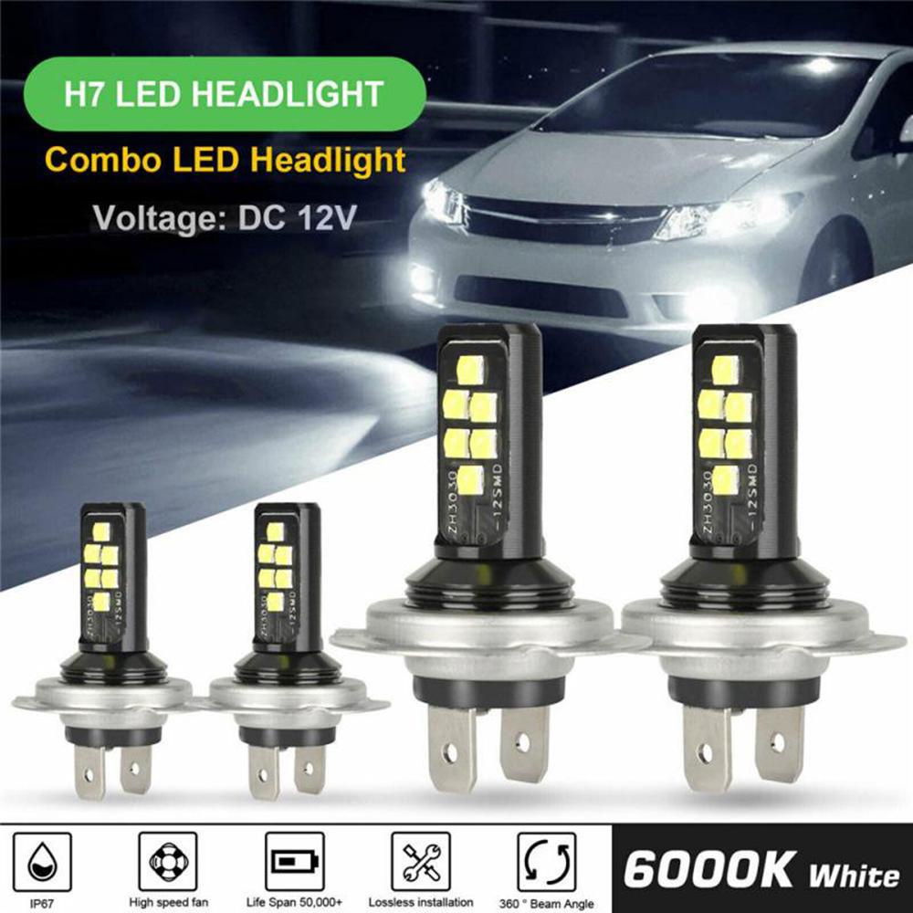 Rebuy H4 H7 Bohlam Lampu Depan LED 1pc 12V Aluminium High Low Beam Aksesoris Mobil Lampu Mengemudi