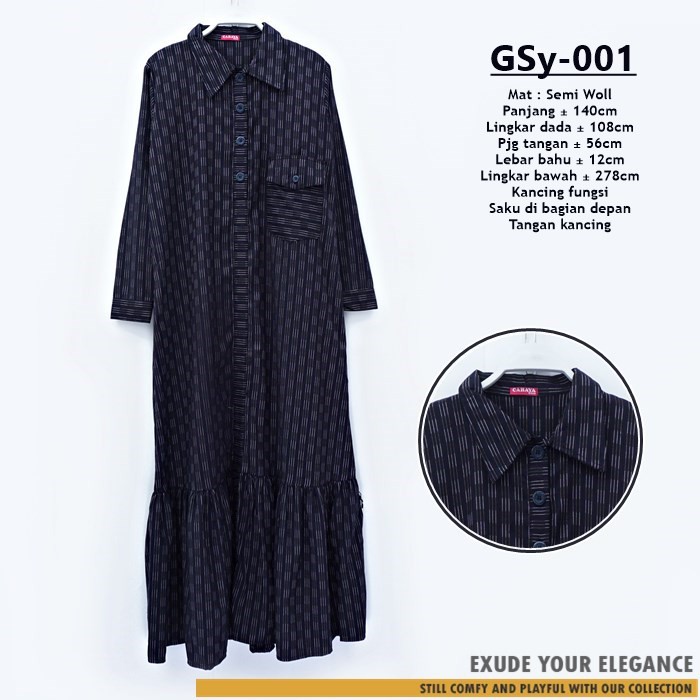 Baju Gamis Motif bahan Semiwoll Tebal atau Longdress Musmilah - GSy