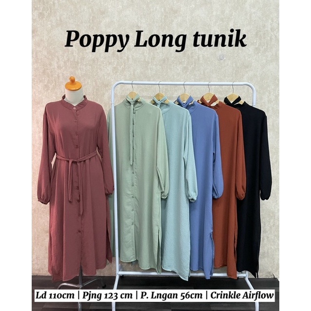 POPPY LONG TUNIK POLOS CRINKLE AIRFLOW TUNIK POLOS KANCING BUSUI BUMIL PGMTA