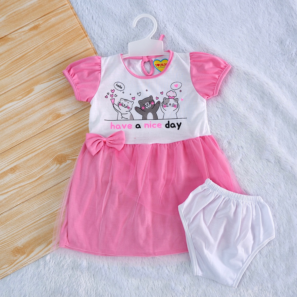 Stelan Dress Tile Anak Bayi Cewek Perempuan 6-12 Bulan-3