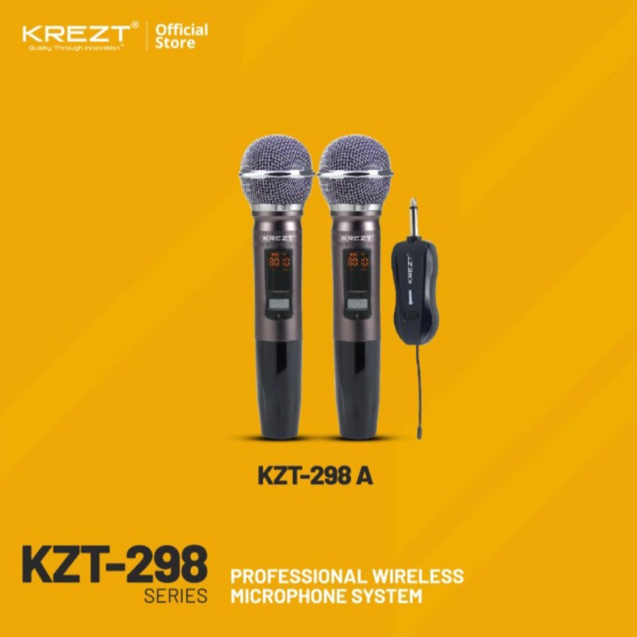 MICROPHONE - MIC WIRELESS KREZT KZT 298 KZT298 DUAL MIK VOKAL KARAOKE  IMAM PRESENTASI PORTABLE ORIGINAL