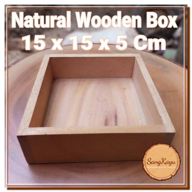 Wooden storage box 15x15x5 cm full kayu kotak penyimpanan serba guna