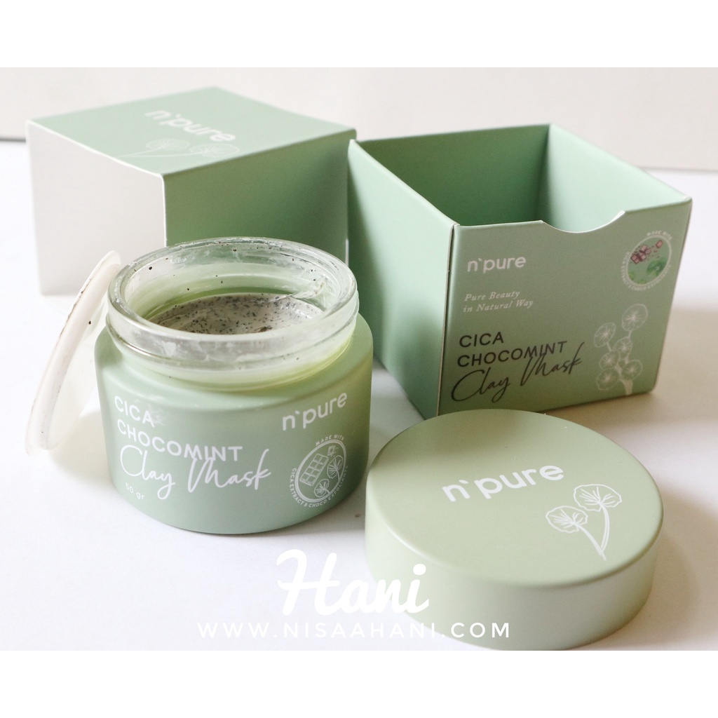 (Masker Komedo &amp; Kulit Berminyak/Berjerawat) NPURE CLAY MASK Centella Asiatica CICA Chocomint 50 Gr - Free Spatula - Masker Clay Untuk Komedo Kulit Wajah Berminyak Berjerawat Oily Jerawat