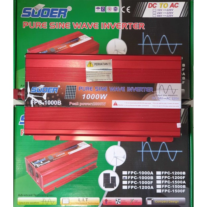 Inverter suoer pure sine wave murni 1000W 24V