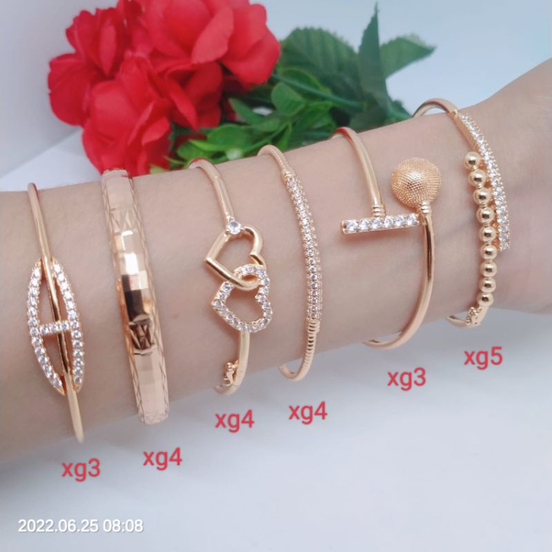 Gelang Tangan Bangle Wanita Titanium Xuping Perhiasan Aksesoris Fashion Lapis Emas Anti Karat