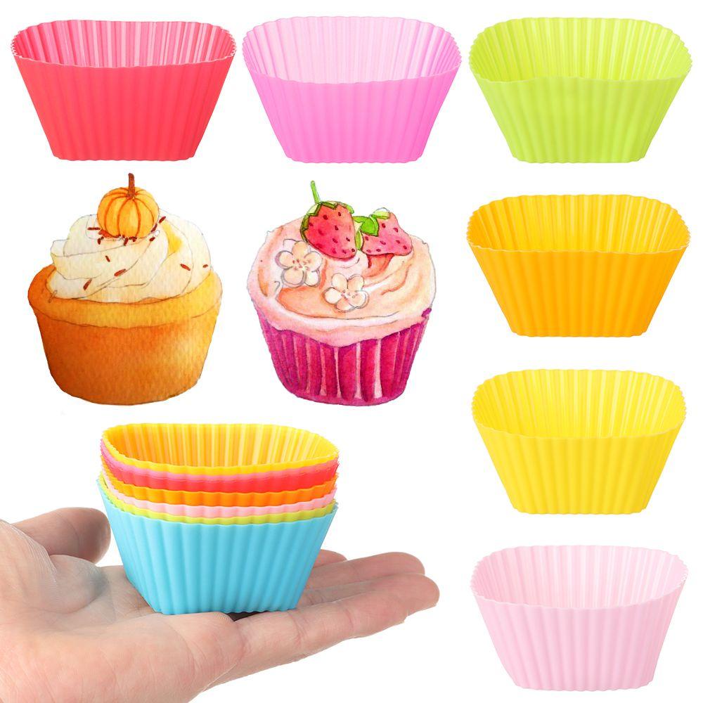 SOLIGHTER Random Color Cake Mold DIY Wrapper Paper Pastry Tools Reusable Silicone Cupcake Muffin Cases Baking Liner Mold