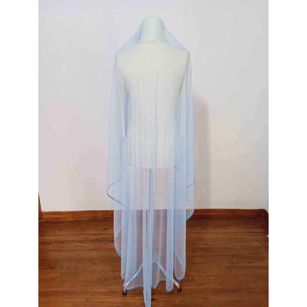 Slayer Pengantin biru muda  hijab pengantin veil pengantin Kerudung Pengantin aksesoris pengantin