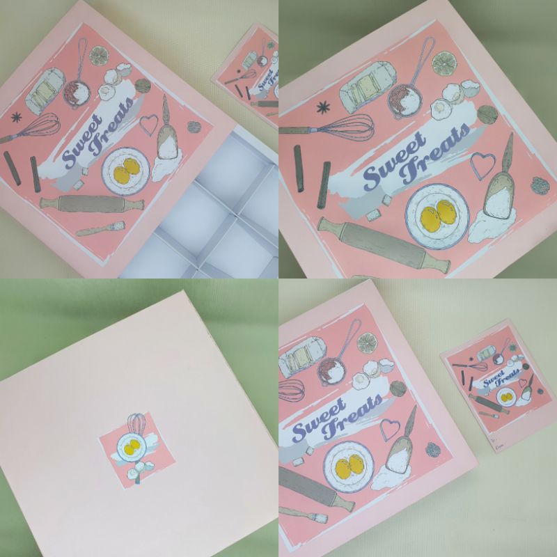 

Dus eggtart sekat 9 " Sweet Treats " + kartu ucapan ( 1 pack isi 5 pcs dus & kartu ucapan )