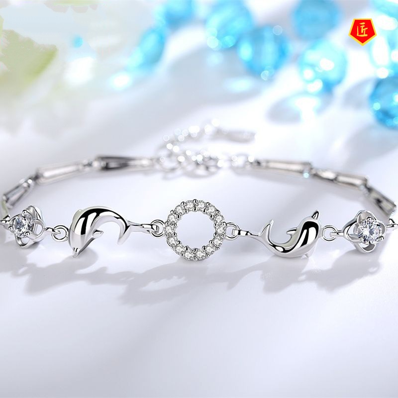 [Ready Stock]Simple Personality 925 Silver Dolphin Bracelet