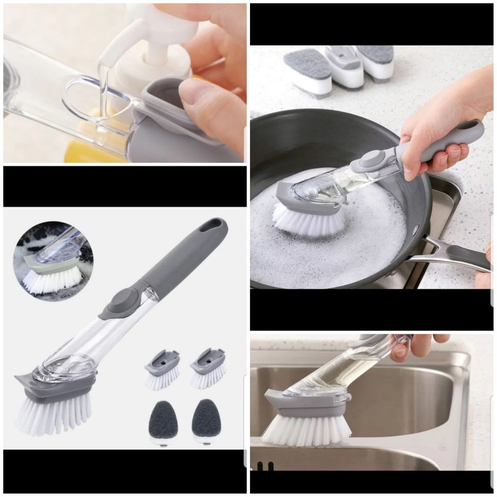 (COD) Cleaning Brush Sikat Cuci Piring Alat Dapur Free Sponge Pembersih