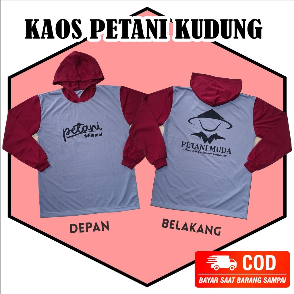 BISA COD KAOS PETANI BERTOPI BERKUDUNG PETANI MUDA CAPING BASAHAN KERJA SAWAH BERKEBUN PETANI LENGAN